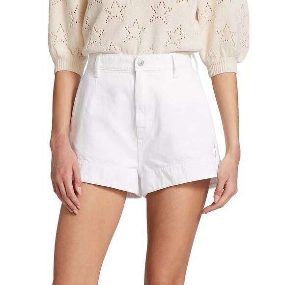 7 For All Mankind Pants - 7FAMK Tailored Slouch Denim Short Brilliant White SIze 31 High Rise A-Line